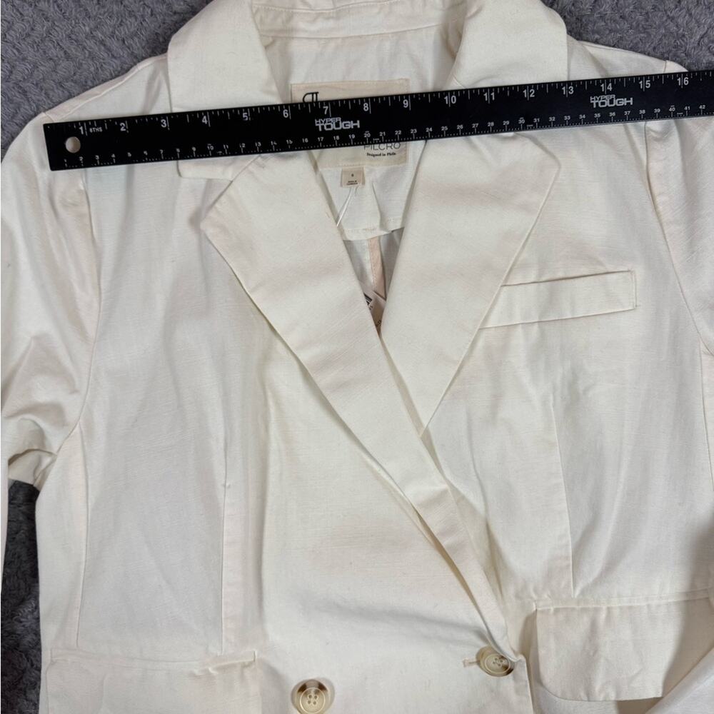 Anthropologie PILCRO Women’s FRAY HEM BLAZER Ivory Small - Picture 8 of 11